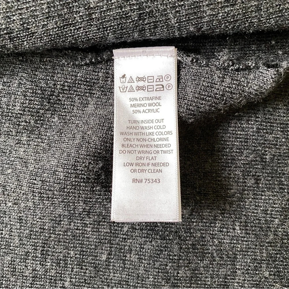 TAHARI Extra Fine Merino Wool Dark Gray Open Cardigan Size L - Picture 13 of 13